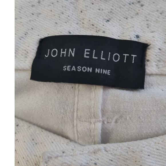 John Elliott season nine white button fly jeans Japan distressed splatter skinny - Picture 3 of 12